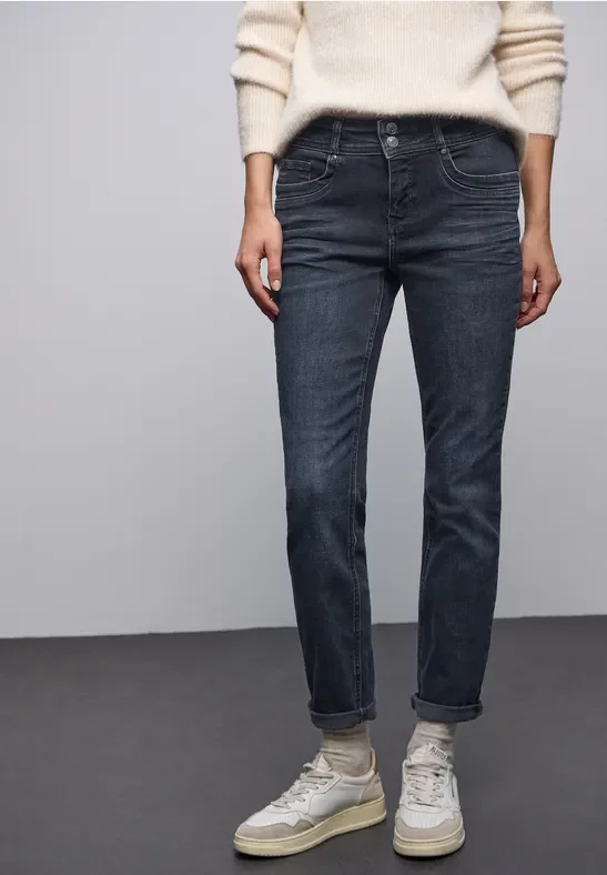 Street One Frauen Casual Fit Jeans in Blau, Gr: 28