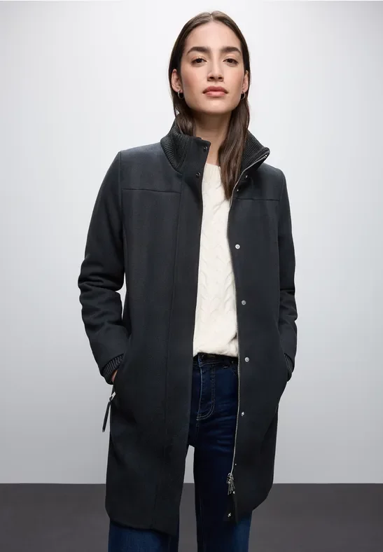 Thumbnail - Street One Frauen Mantel mit Strickdetails in Blau, Gr: 36