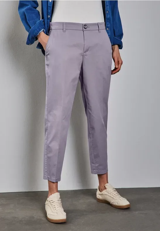 Street One Frauen Softe Twill Chino in Lila, Gr: 32