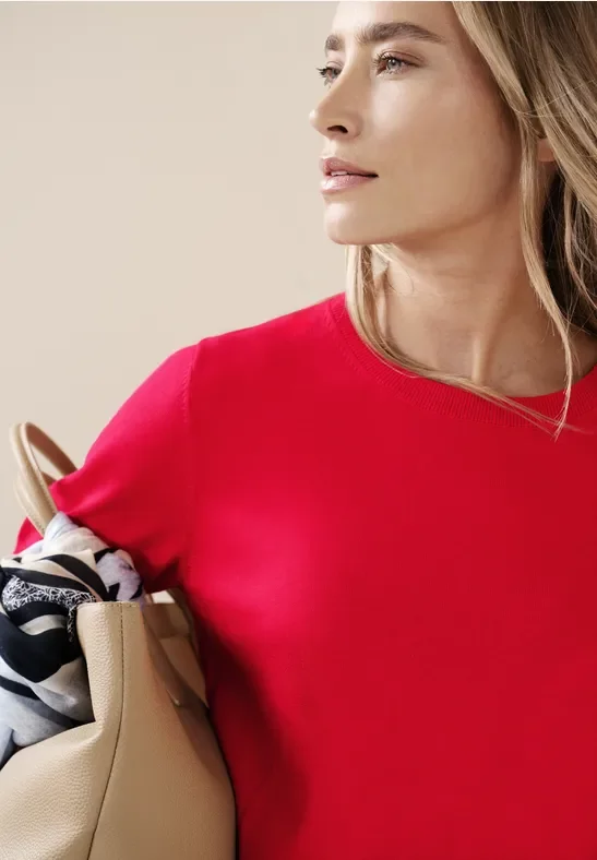 Street One Frauen Pullover in Unifarbe in Rot, Gr: 46