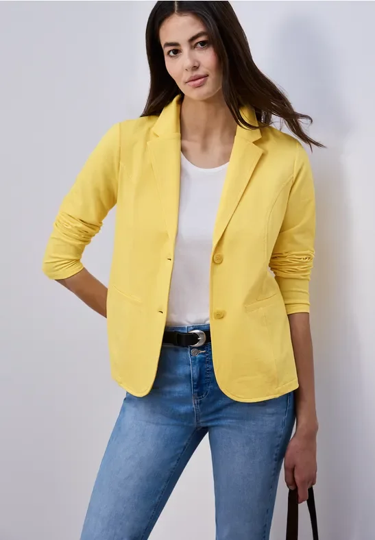 Street One Frauen Basic Jersey Blazer in Gelb, Gr: 42