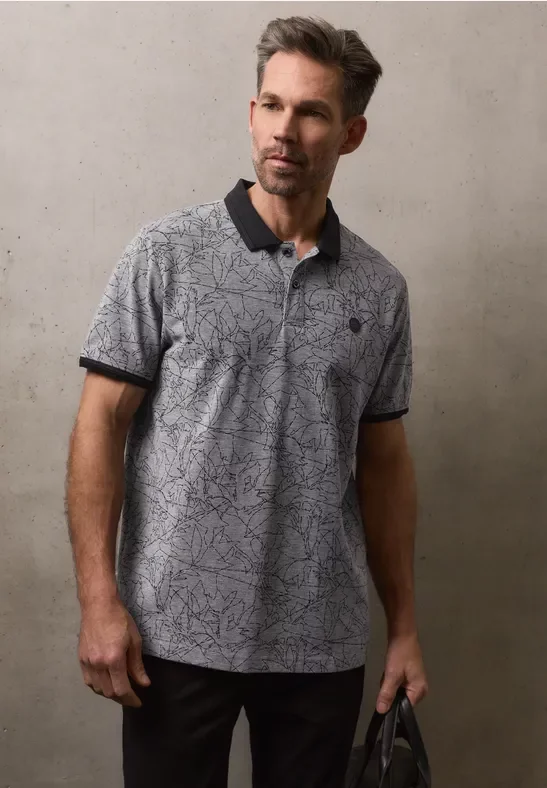 Street One MEN Männer Oxford Poloshirt in Schwarz, Gr: S