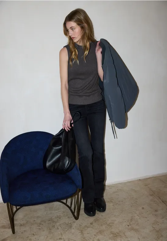 Street One Studio Frauen Glitzerndes Strick-Look Top in Grau, Gr: 44