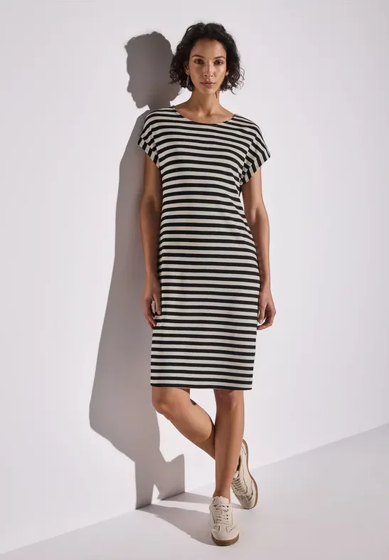 Thumbnail - Street One Frauen Gestreiftes Jersey-Kleid in Schwarz, Gr: 38
