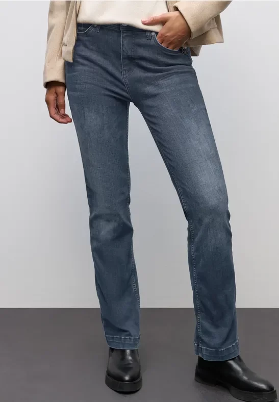 Street One Frauen Bootcut Jeans in Blau, Gr: 26