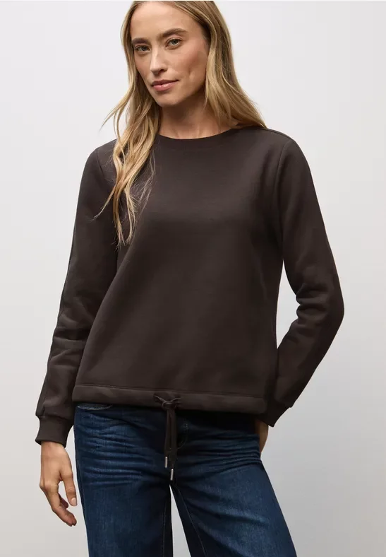 Street One Frauen Sweatshirt mit Rippdetail in Braun, Gr: 38