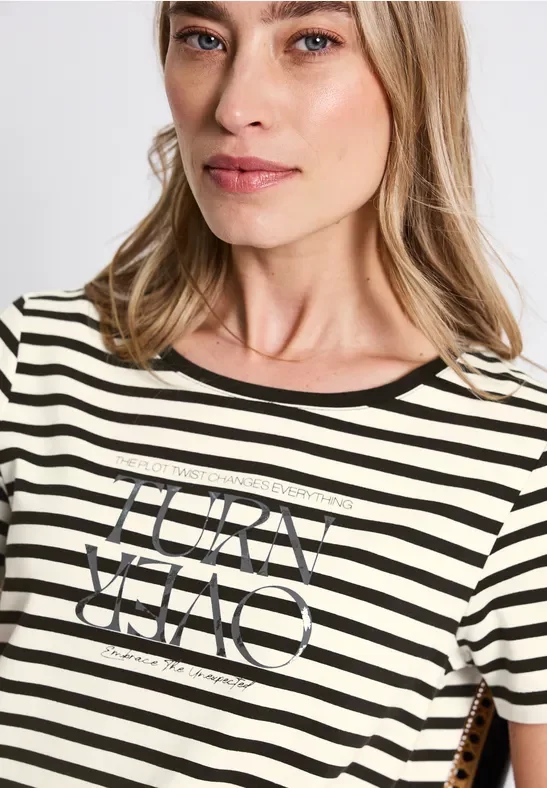 Thumbnail - Street One Frauen Streifenshirt mit Print in Schwarz, Gr: 44