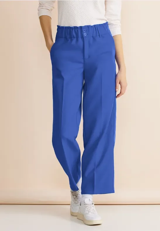 Street One Frauen Loose Fit Twill Hose in Blau, Gr: 32