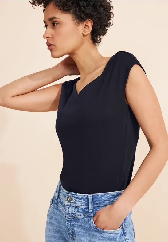 Street One Frauen Sommer T-Shirt in Blau, Gr: 40