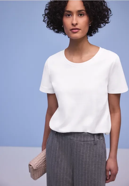 Street One Frauen Basic T-Shirt in Weiß, Gr: 40