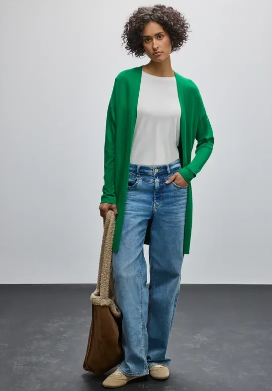 Street One Frauen Langer Cardigan in Grün, Gr: 40