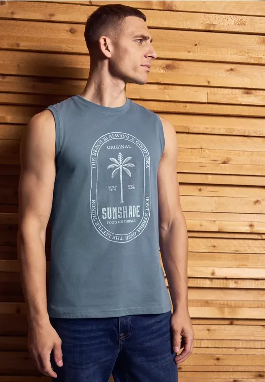 Thumbnail - Street One MEN Männer Basic Tanktop mit Print in Blau, Gr: XXL