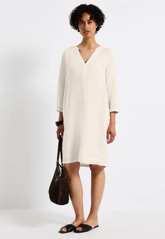 Street One Frauen Tunika-Kleid aus Leinen in Beige, Gr: 40