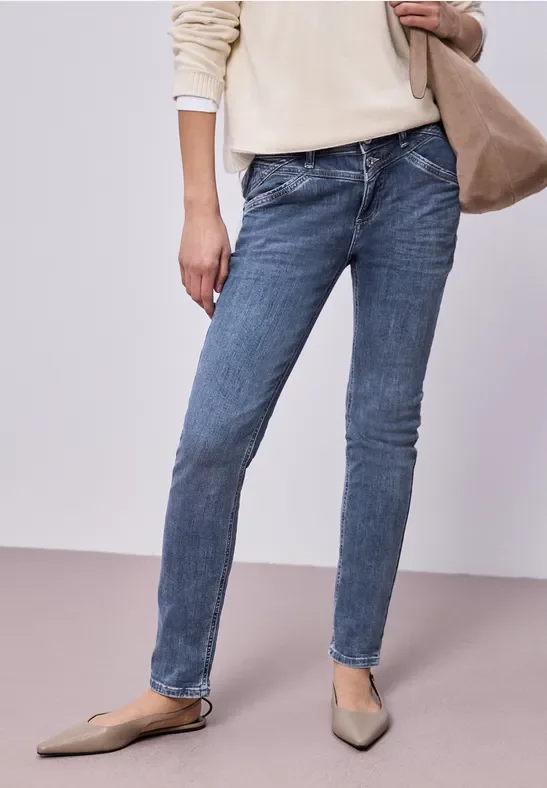 Street One Frauen Slim Leg Jeans in Blau, Gr: 27