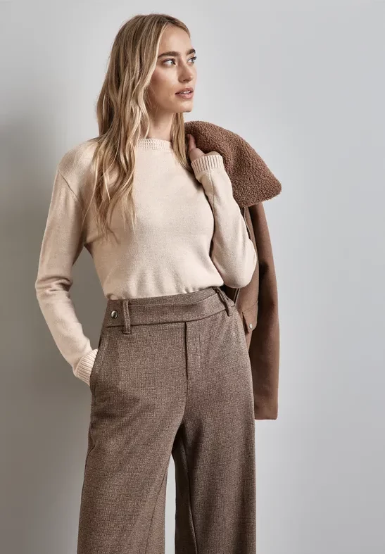 Street One Frauen Basic Sweater in Beige, Gr: 42