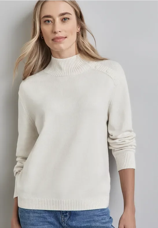 Thumbnail - Street One Frauen Pullover mit Knopfdetail in Beige, Gr: 40