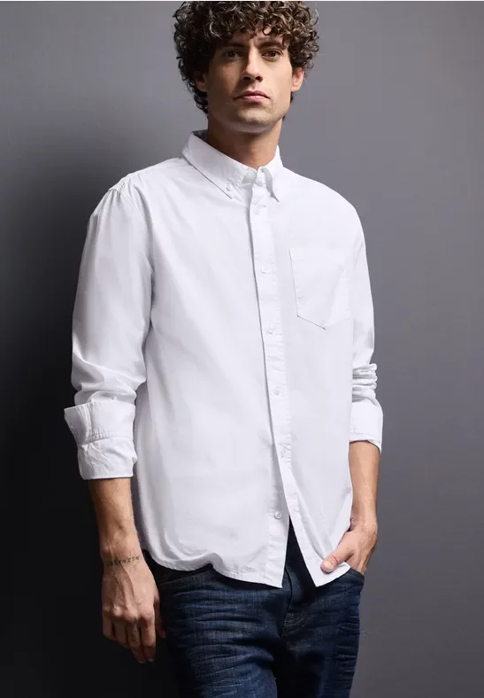 Thumbnail - Street One MEN Männer Popeline-Hemd in Weiß, Gr: XXL