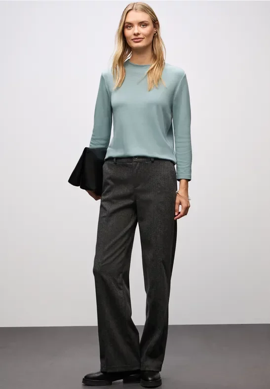 Thumbnail - Street One Frauen Basic Turtleneck Shirt in Blau, Gr: 34