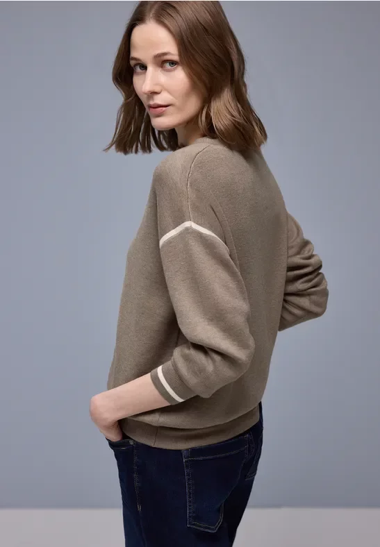 Street One Frauen Pullover mit Kontrastdetails in Braun, Gr: 44