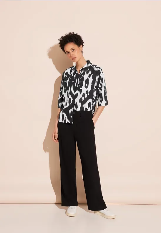 Thumbnail - Street One Frauen Sommer Leinen Bluse in Schwarz, Gr: 46