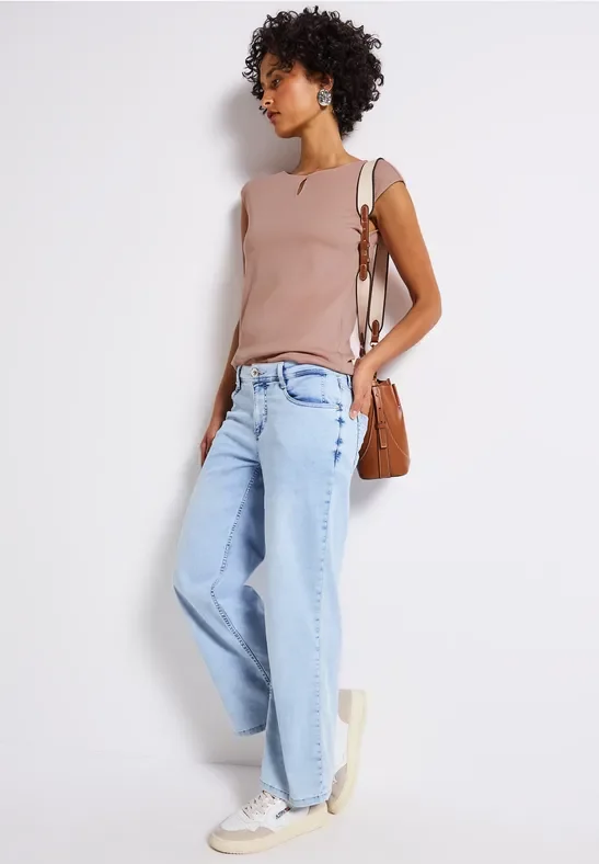 Street One Frauen Shirt mit Cut-Out in Rosa, Gr: 40