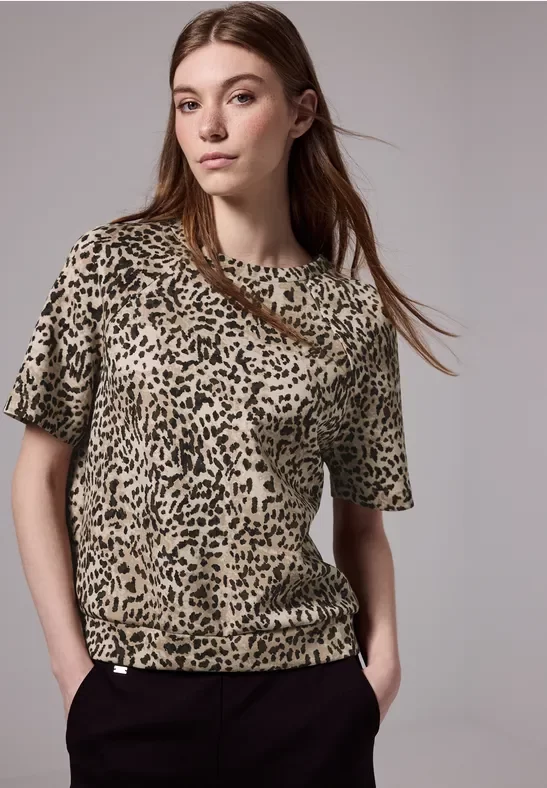 Street One Studio Frauen Raglan T-Shirt in Silk-Optik in Braun, Gr: 36