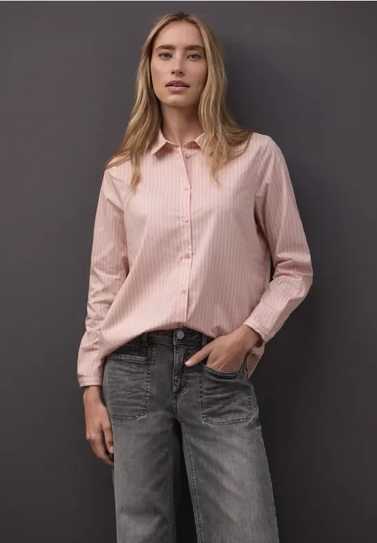 Street One Frauen Gestreifte Business Bluse in Rosa, Gr: 46