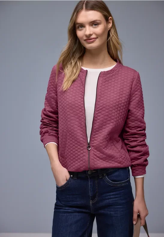 Street One Frauen Zipper Jacke mit Struktur in Rosa, Gr: 42