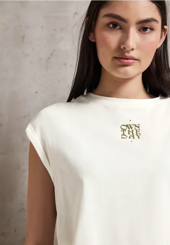 Street One Studio Frauen Shirt mit Printdetail in Weiß, Gr: 42