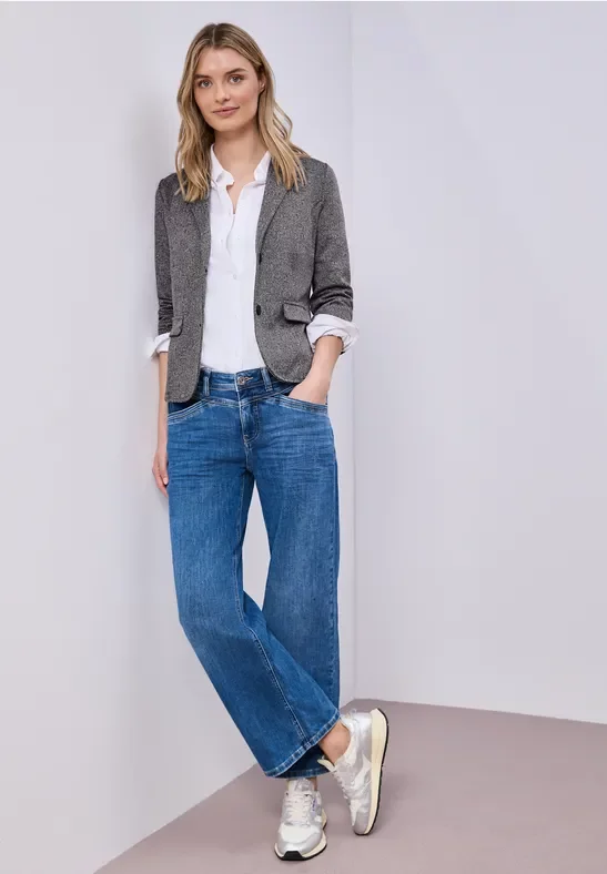 Street One Frauen Basic Blazer mit Reverskragen in Blau, Gr: 38