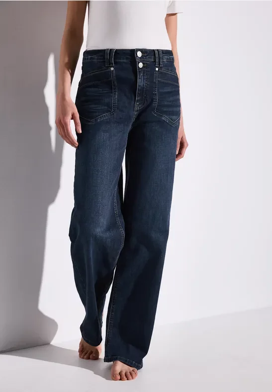 Street One Frauen Wide Leg Jeans in Blau, Gr: 25