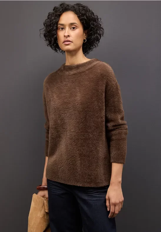 Street One Frauen Federgarn Pullover in Braun, Gr: 44