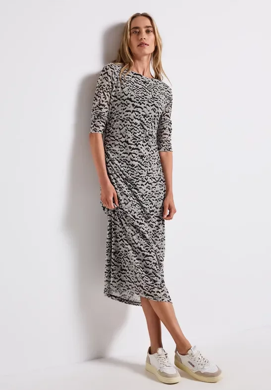 Thumbnail - Street One Frauen Gemustertes Mesh-Kleid in Beige, Gr: 42