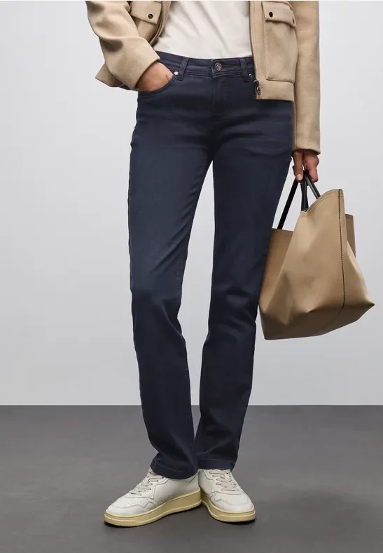 Street One Frauen Straight Leg Jeans in Blau, Gr: 25