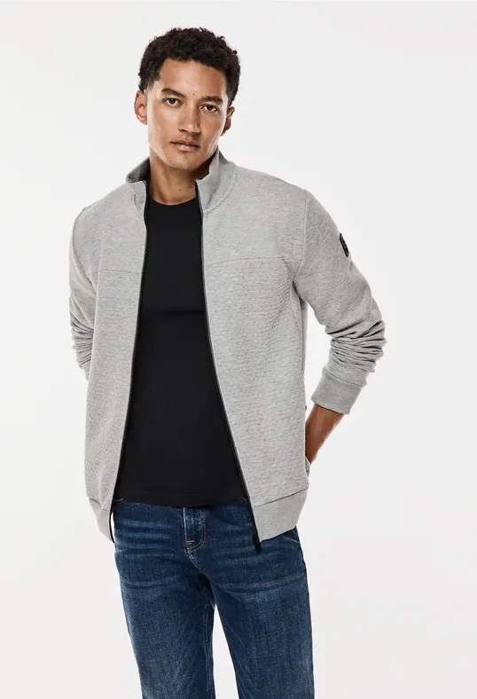 Street One MEN Männer Sweatjacke mit Materialmix in Grau, Gr: 3XL