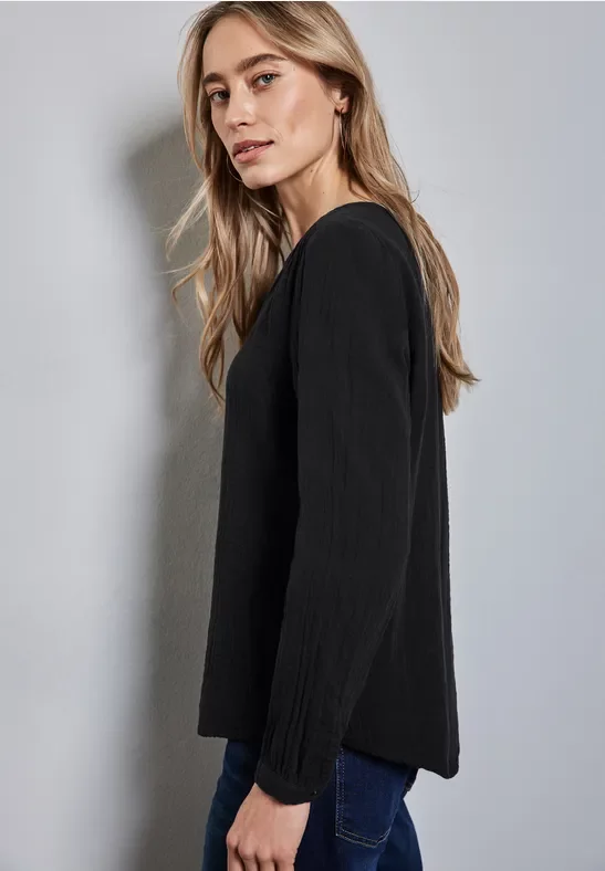 Street One Frauen Musselin-Bluse in Schwarz, Gr: 36