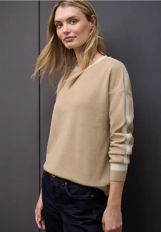 Thumbnail - Street One Frauen Softes Strukturshirt in Beige, Gr: 44