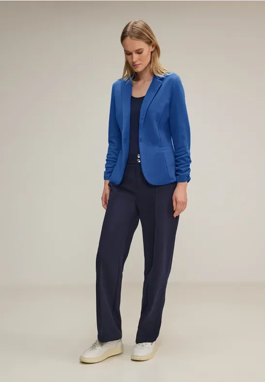 Street One Frauen Basic Blazer mit Raffungen in Blau, Gr: 34