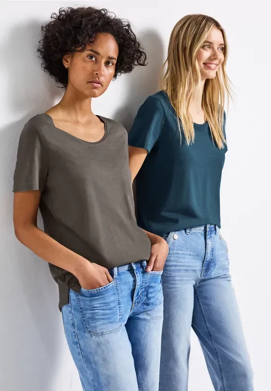 Street One Frauen 2er-Pack V-Neck T-Shirt in Multicolour, Gr: 34