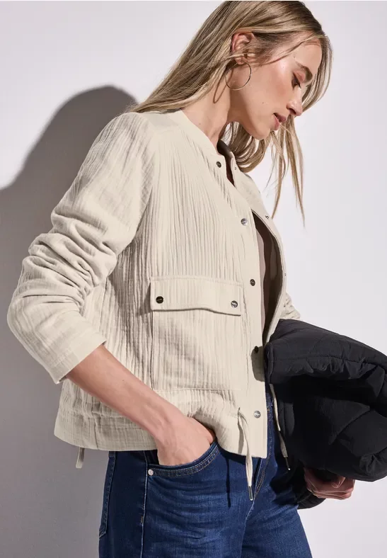 Street One Frauen Musselin Blouson in Beige, Gr: 46