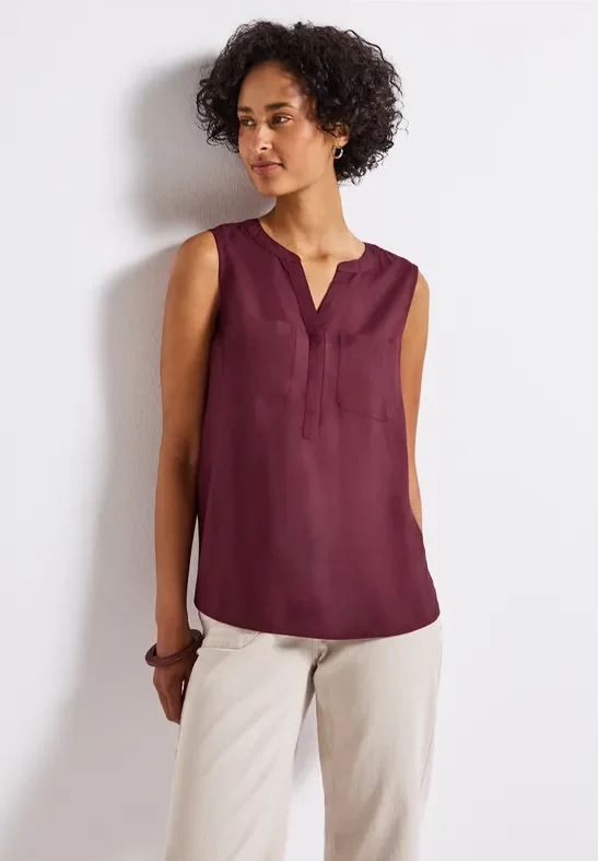 Thumbnail - Street One Frauen Blusentop mit Brusttaschen in Rot, Gr: 40