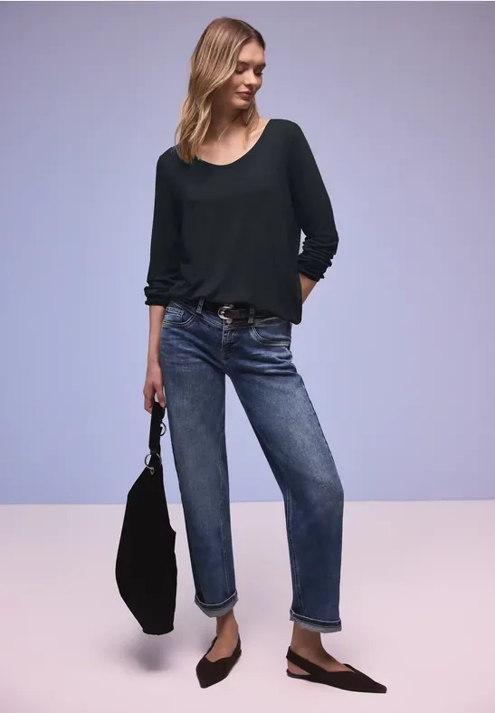 Street One Frauen Basic Shirt in Schwarz, Gr: 42