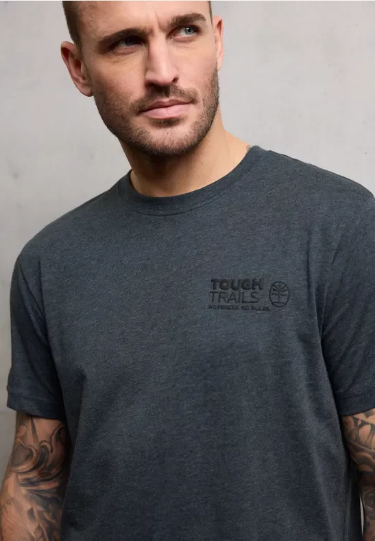 Street One MEN Männer Melange-Look T-Shirt in Blau, Gr: 3XL