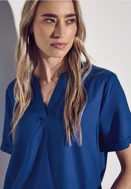 Thumbnail - Street One Frauen Bluse in Unifarbe in Blau, Gr: 36