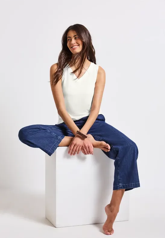 Thumbnail - Street One Frauen V-Neck Top in Weiß, Gr: 46