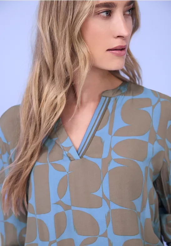 Street One Frauen Bluse mit Tapedetails in Blau, Gr: 44