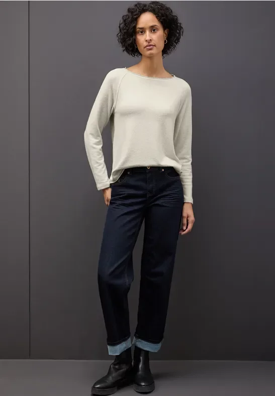 Street One Frauen Softes Melange Shirt in Beige, Gr: 44