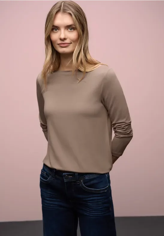 Street One Frauen Longstyle Shirt in Braun, Gr: 42