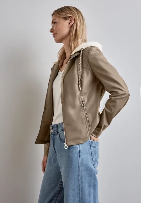 Street One Frauen Jacke in Leder-Optik in Braun, Gr: 34