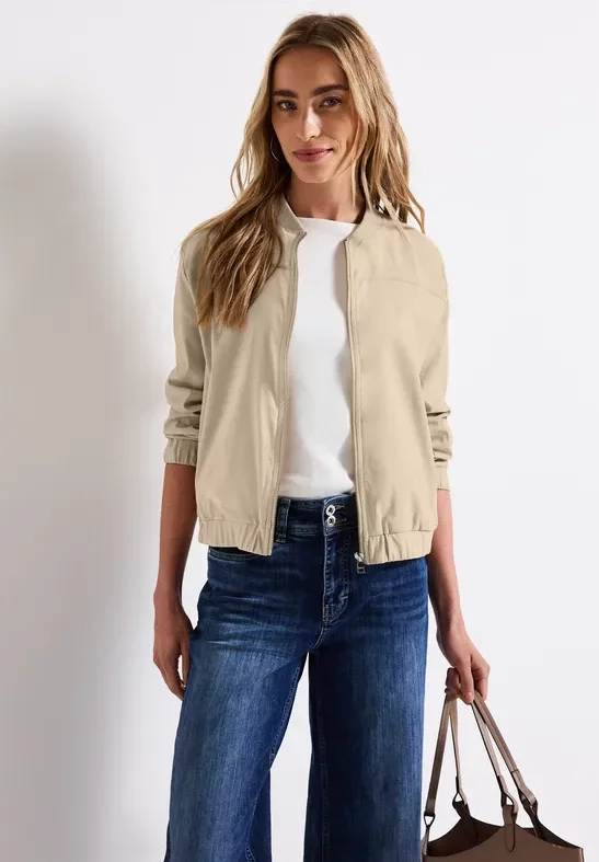 Thumbnail - Street One Frauen Blouson in Unifarbe in Beige, Gr: 42
